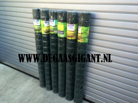 nood krullen Peregrination Tuingaas groen 150 cm x 10 m. maas 7,5x10cm. De Gaasgigant